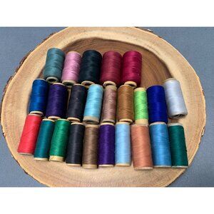 Vintage Multicolor Sewing Thread Spools Set of 24 for Crafting & Quilting